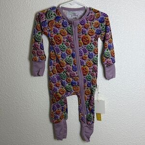 NWT-Halloween Pumpkin Print double zip One Piece- size 3-6 months
